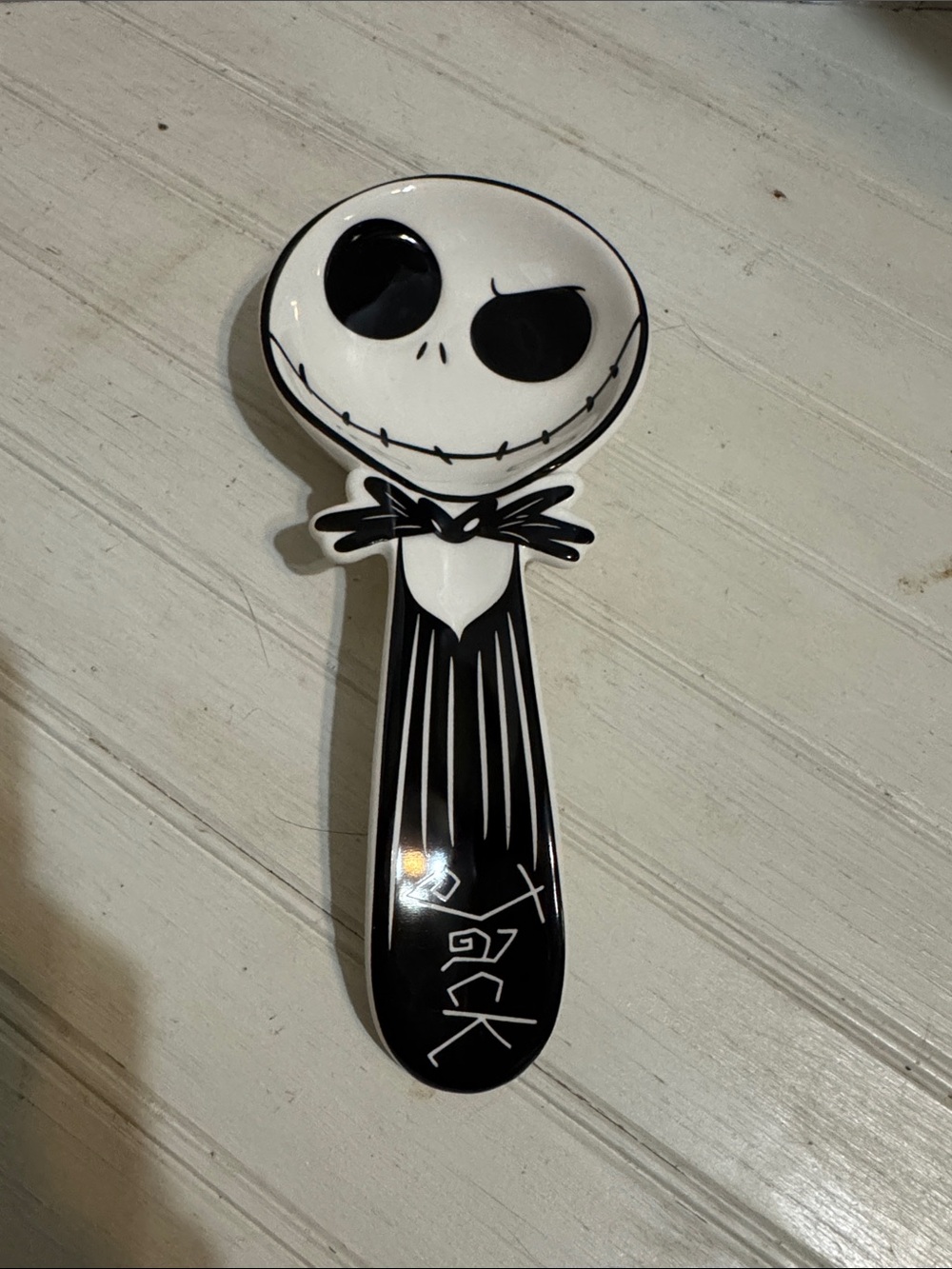 Disney Jack Skellington Ceramic Spoon Rest in Black and White